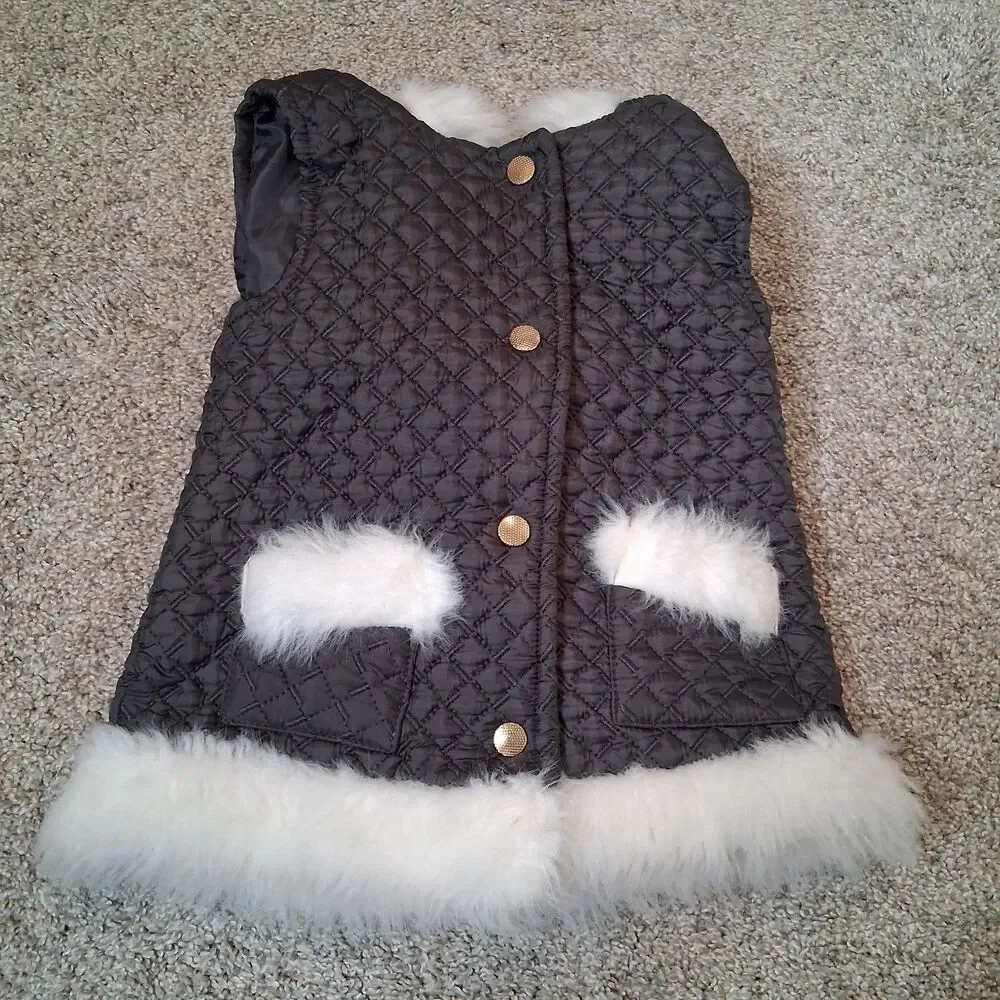 Savannah Toddler Quilted Faux Fur Lined Hood Vest Girls 4T